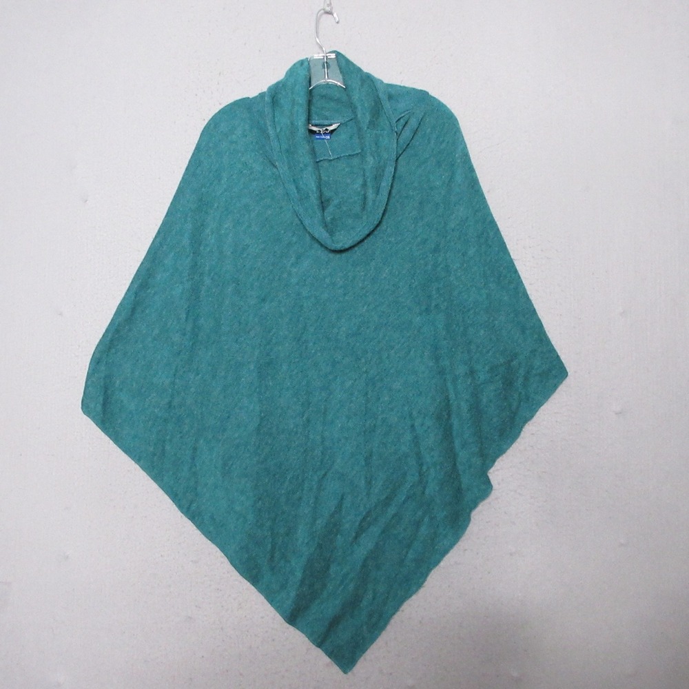 KAVU Poncho Sweater Pretty Poncho Cowl Neck Knit Wrap Green Outdoor Travel NWT